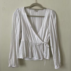American Eagle faux wrap white top